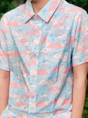 Crowlines Men's Pastel Cat Print Cat Lover Button Down Shirt Size 4X